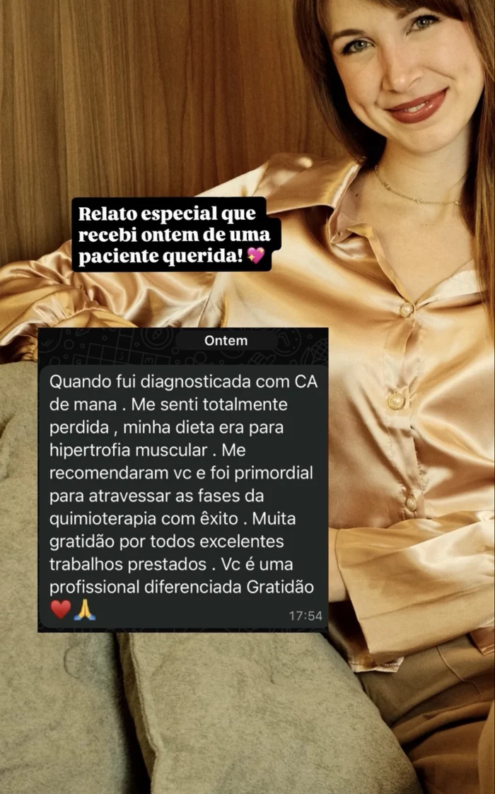 Relato de uma paciente em tratamento oncológico, compartilhado por Jaque Schroeder.